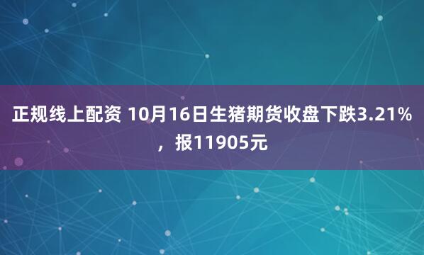 正规线上配资 10月16日生猪期货收盘下跌3.21%，报11905元